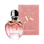 Refect Beauty Paco Rabanne Pure XS Eau de Parfum bottle with a gold snake accent next to its pink branded box