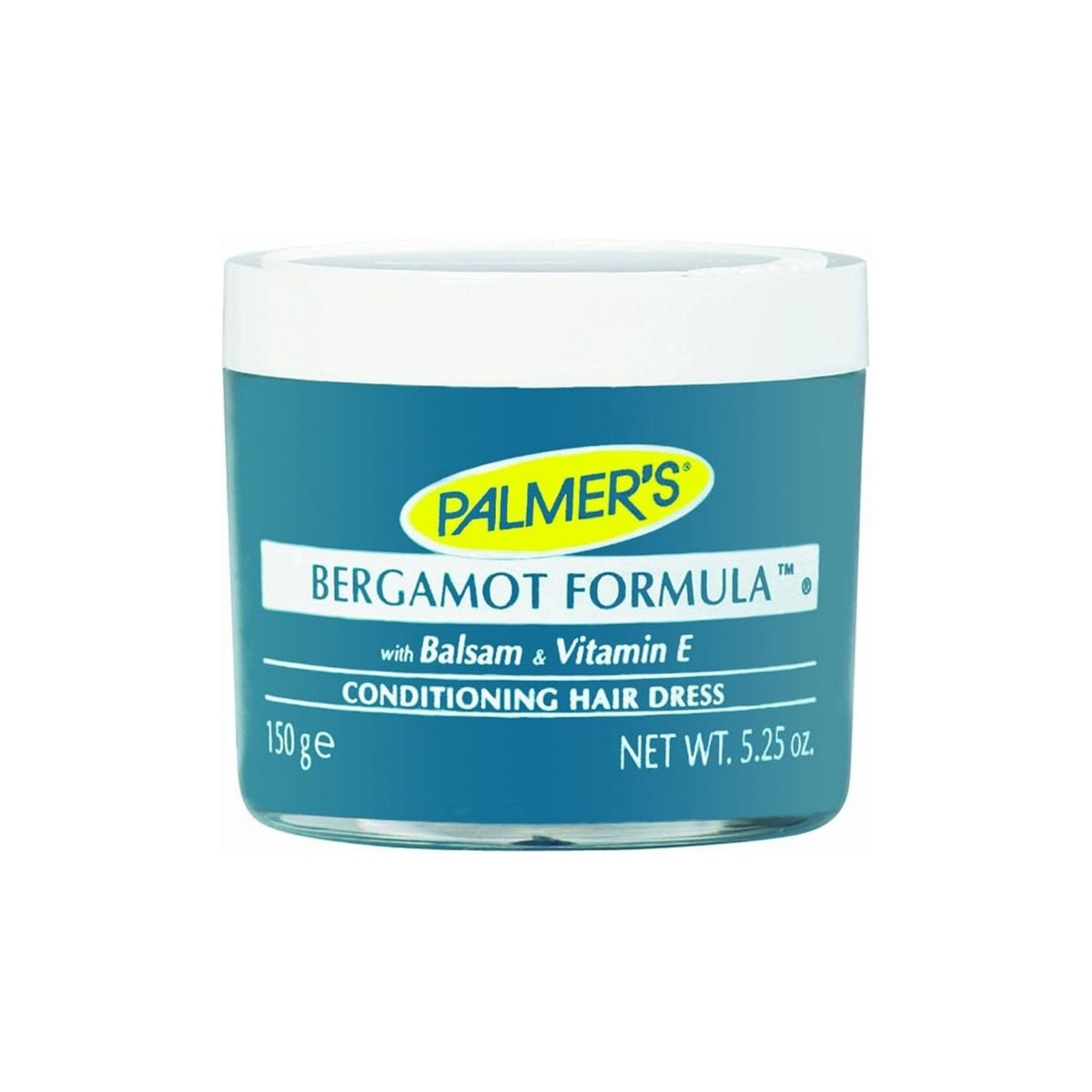 Refect Beauty Palmers Bergamot Formula Conditioning Hair Dress in a teal jar with white lid for nourishing hair care.