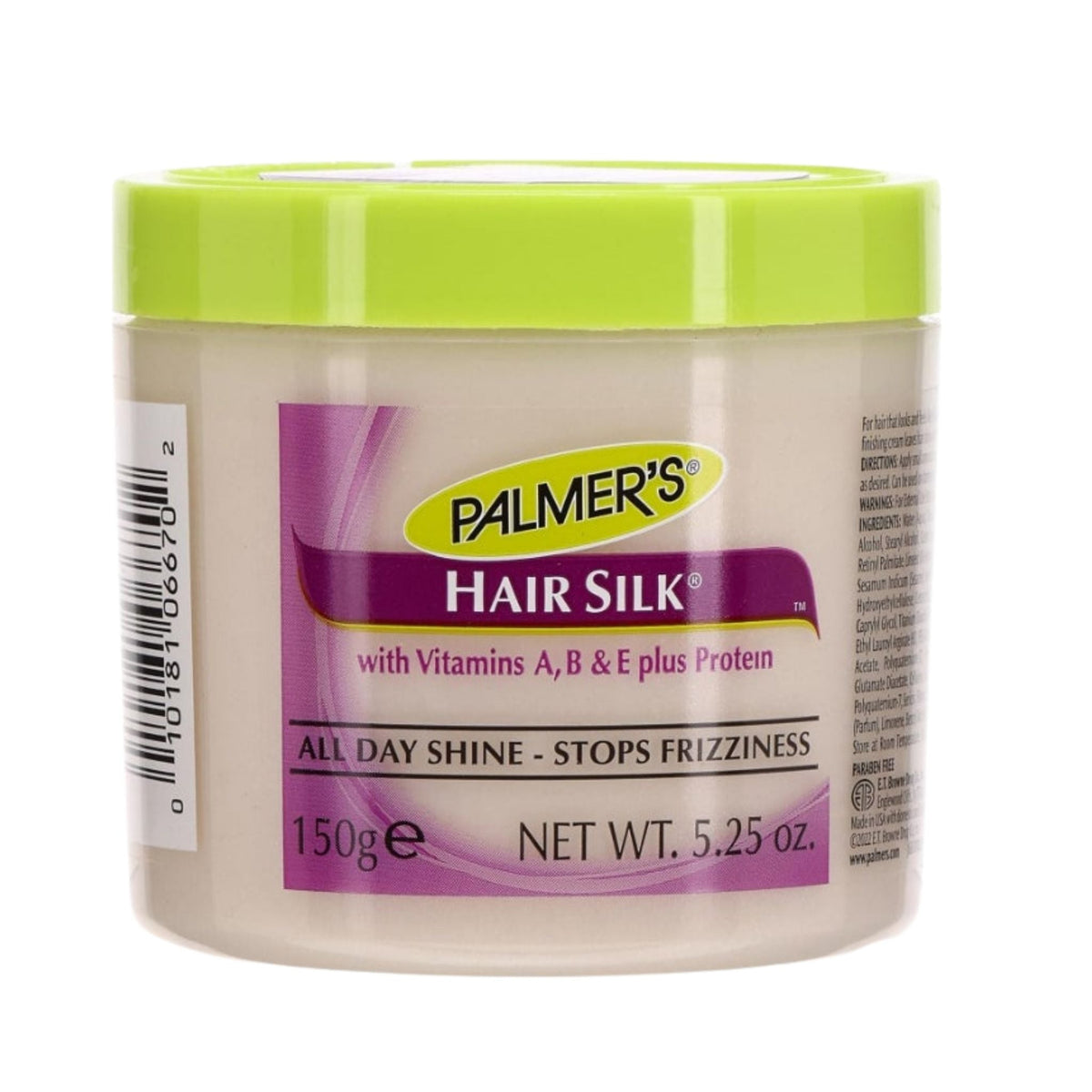Refect Beauty Palmers Hair Silk All Day Shine Cream in a 150g jar with a bright green lid for frizz control.