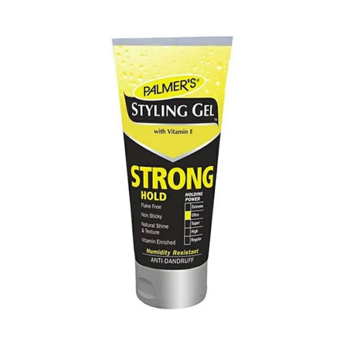 Refect Beauty Palmer's Styling Gel in a yellow and black tube for strong hold, humidity resistance, and anti-dandruff.