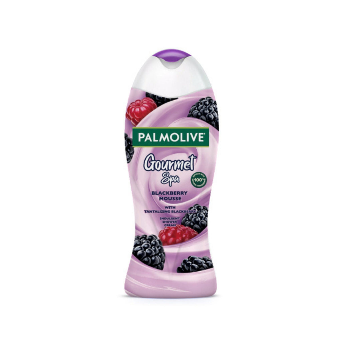 Refect Beauty Palmolive Gourmet Spa Blackberry Mousse shower gel bottle with purple cream and fresh blackberry imagery