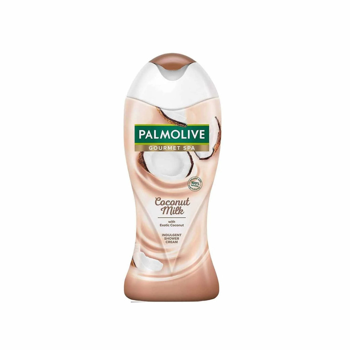 Refect Beauty Palmolive Gourmet Spa Coconut Milk shower cream in a beige bottle with tropical coconut imagery