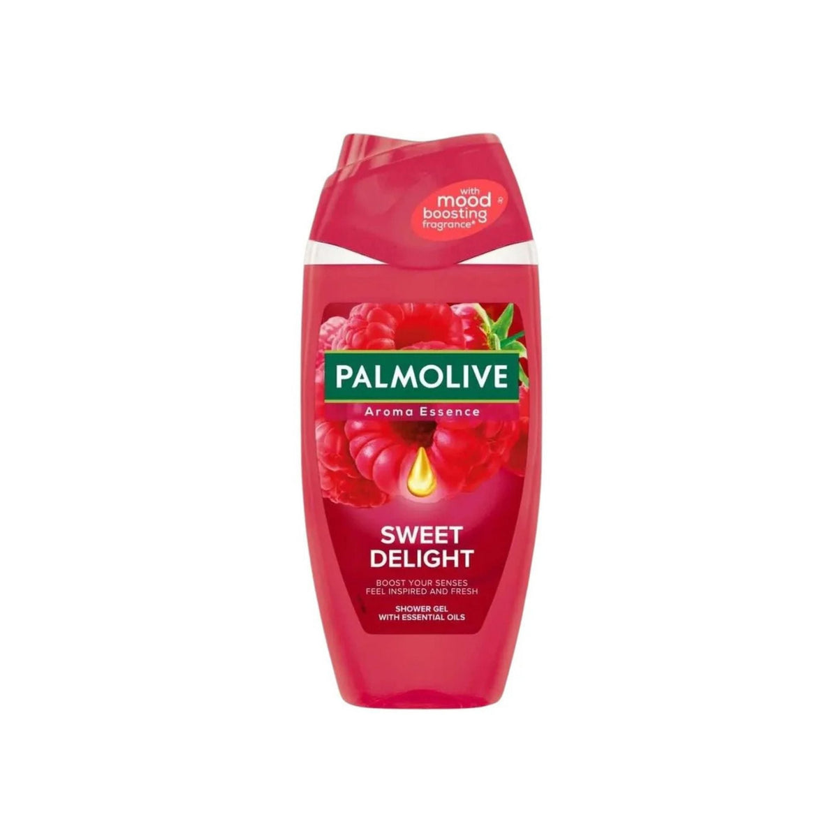 Refect Beauty Palmolive Aroma Essence Sweet Delight shower gel bottle with raspberry scent and mood boosting formula