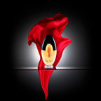 Refect Beauty Paloma Picasso Eau de Parfum bottle with a flowing red silk fabric against a dark background