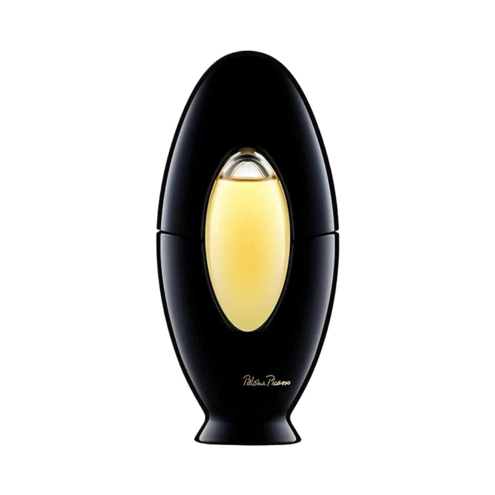 Refect Beauty Paloma Picasso Eau de Parfum in a sleek black oval bottle with a golden fragrance center