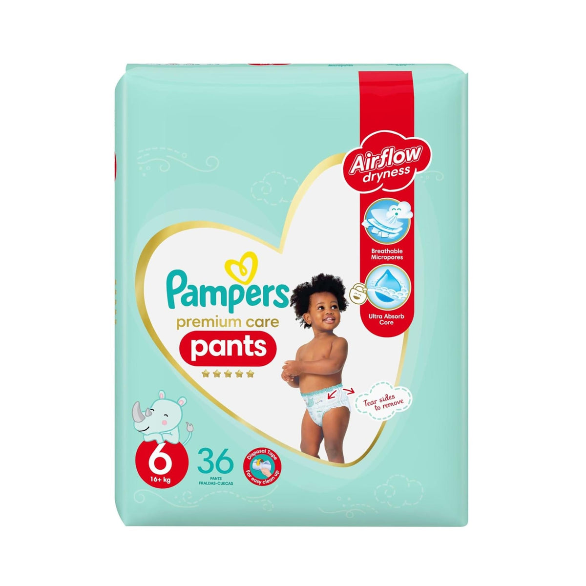 Refect Beauty Pampers Premium Care size 6 baby diaper pants pack of 36 with airflow dryness and absorbent core