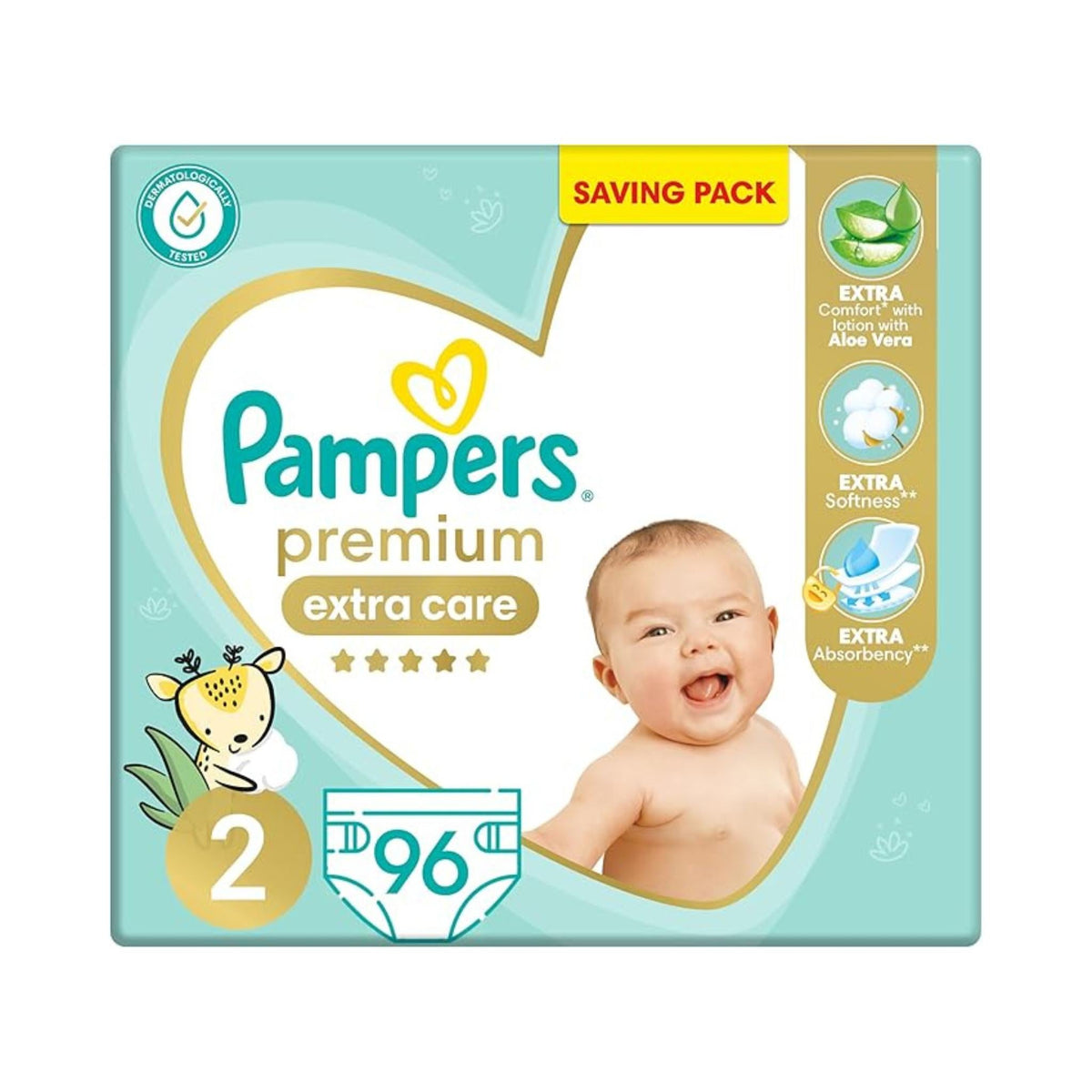 Refect Beauty Pampers Premium Extra Care size 2 diapers pack with aloe vera lotion and absorbent micro-pearls