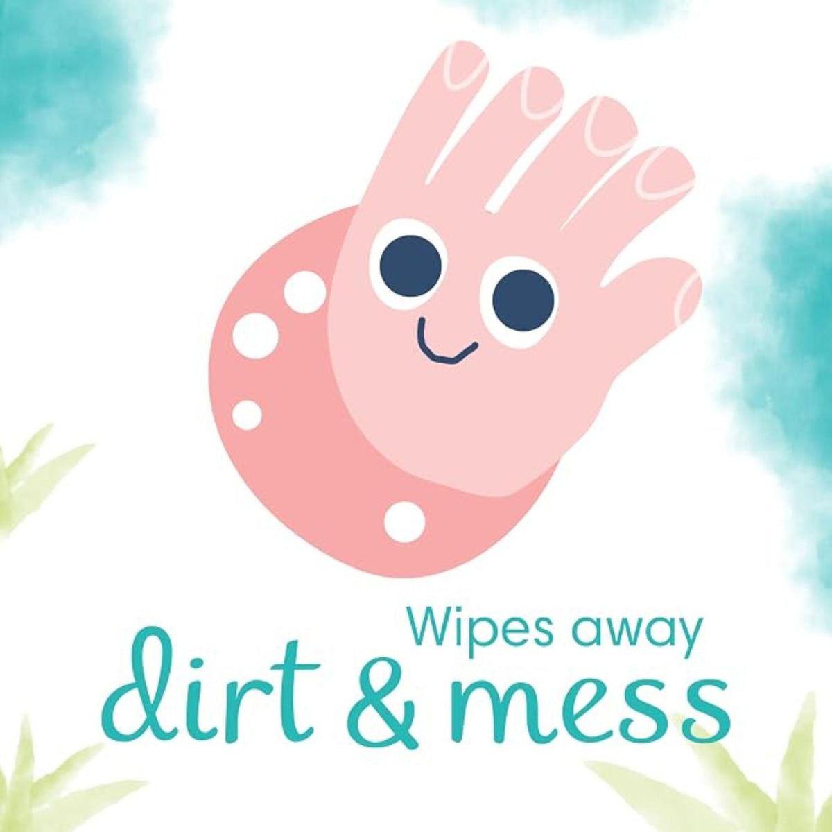 Refect Beauty Pampers Sensitive baby wipes packaging featuring a cute cartoon hand illustration on a white background