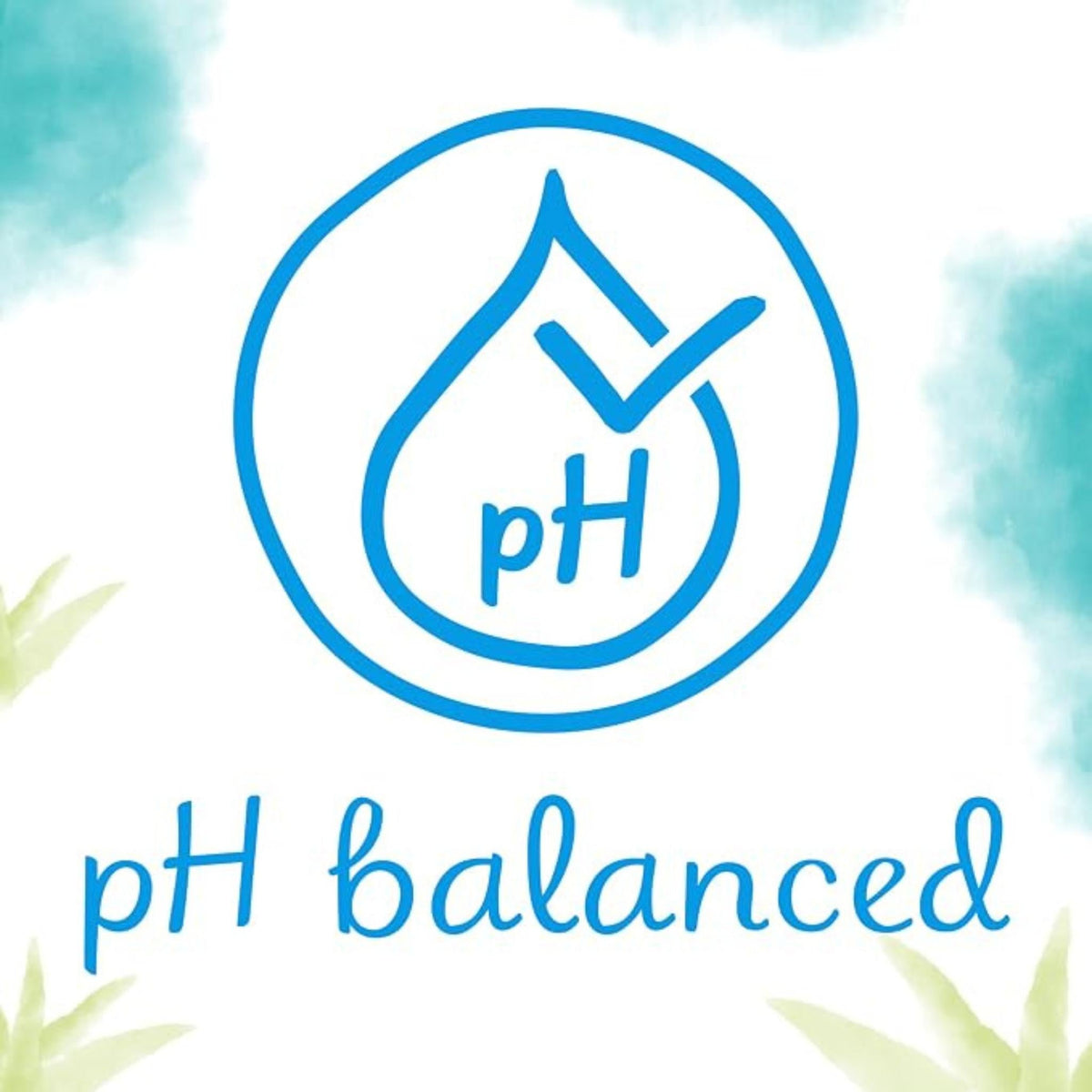 Refect Beauty Pampers Sensitive baby wipes pH balanced icon with a blue water drop and checkmark on a soft background