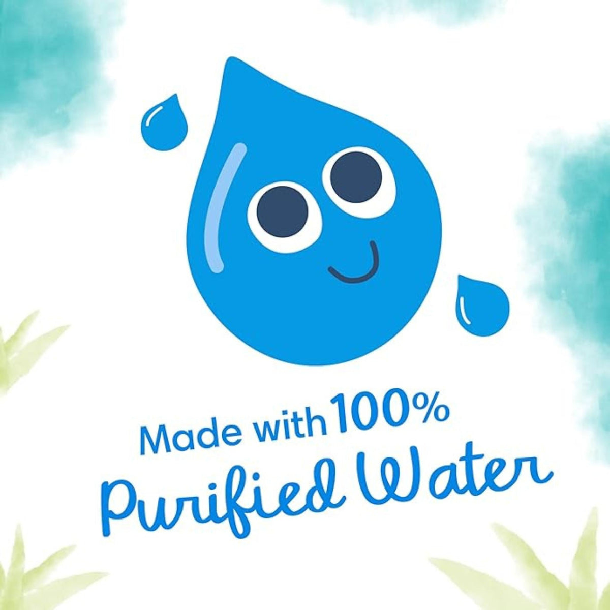 Refect Beauty Pampers Sensitive baby wipes packaging graphic featuring a cute blue water droplet icon
