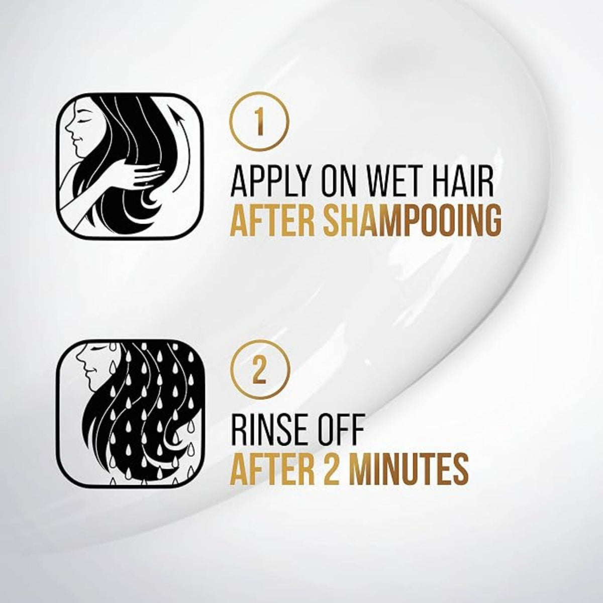 Refect Beauty Pantene Pro-V conditioner usage instructions showing steps to apply on wet hair and rinse after 2 minutes