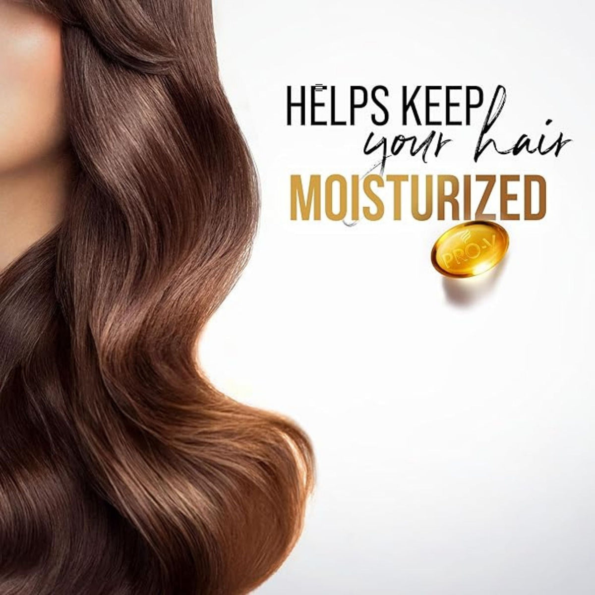 Refect Beauty Pantene Moisture Renewal Conditioner ad showing healthy, wavy brown hair and a Pro-V nutrient capsule.