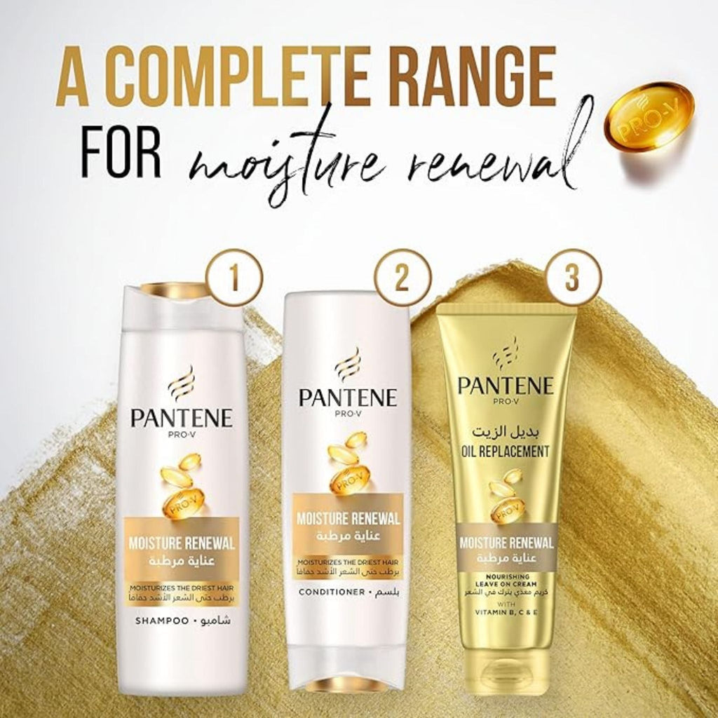Refect Beauty Pantene Moisture Renewal hair care set including shampoo, conditioner, and oil replacement cream.