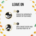 Refect Beauty instructional graphic for Pantene Oil Replacement showing two steps for applying leave-in hair cream.