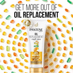Refect Beauty Pantene Anti Hair Fall leave-in cream tube surrounded by floating vitamin capsules on white background
