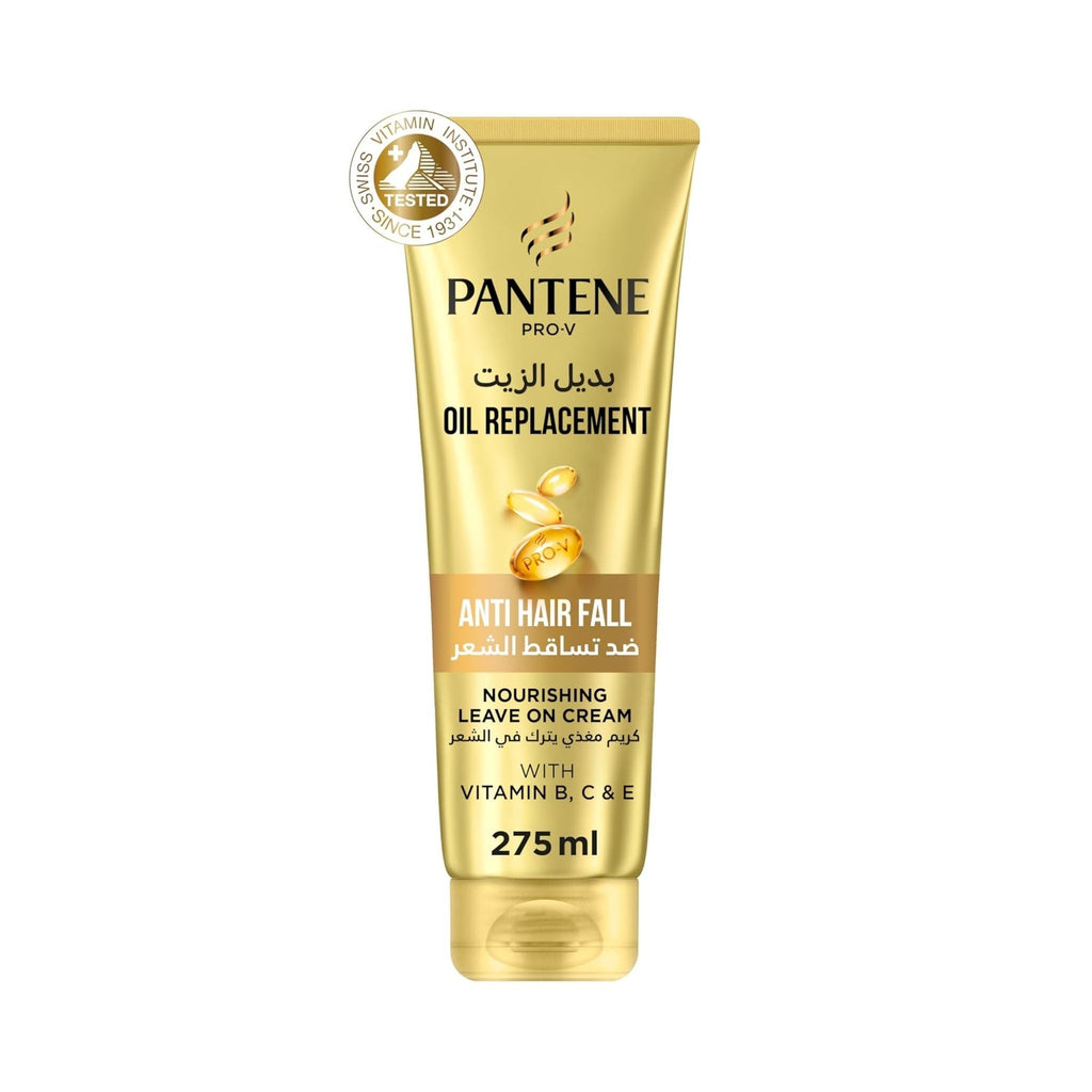 Refect Beauty Pantene Pro-V Anti Hair Fall oil replacement leave-in cream in a gold 275ml squeeze tube.