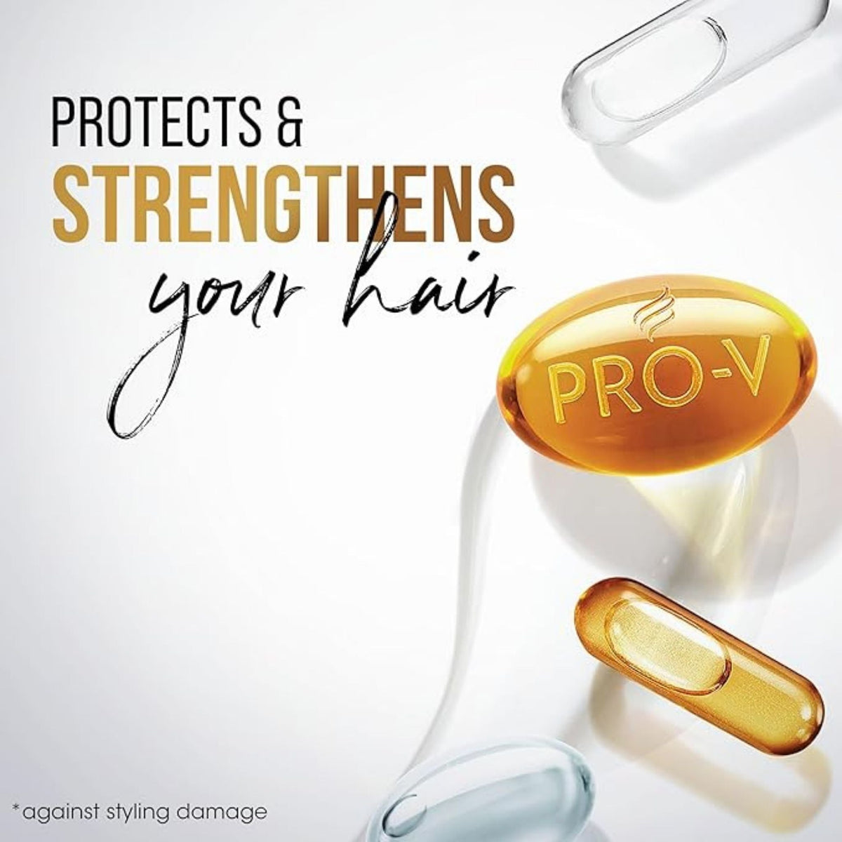 Refect Beauty promotional graphic for Pantene Moisture Renewal featuring golden Pro-V nutrient capsules for hair care