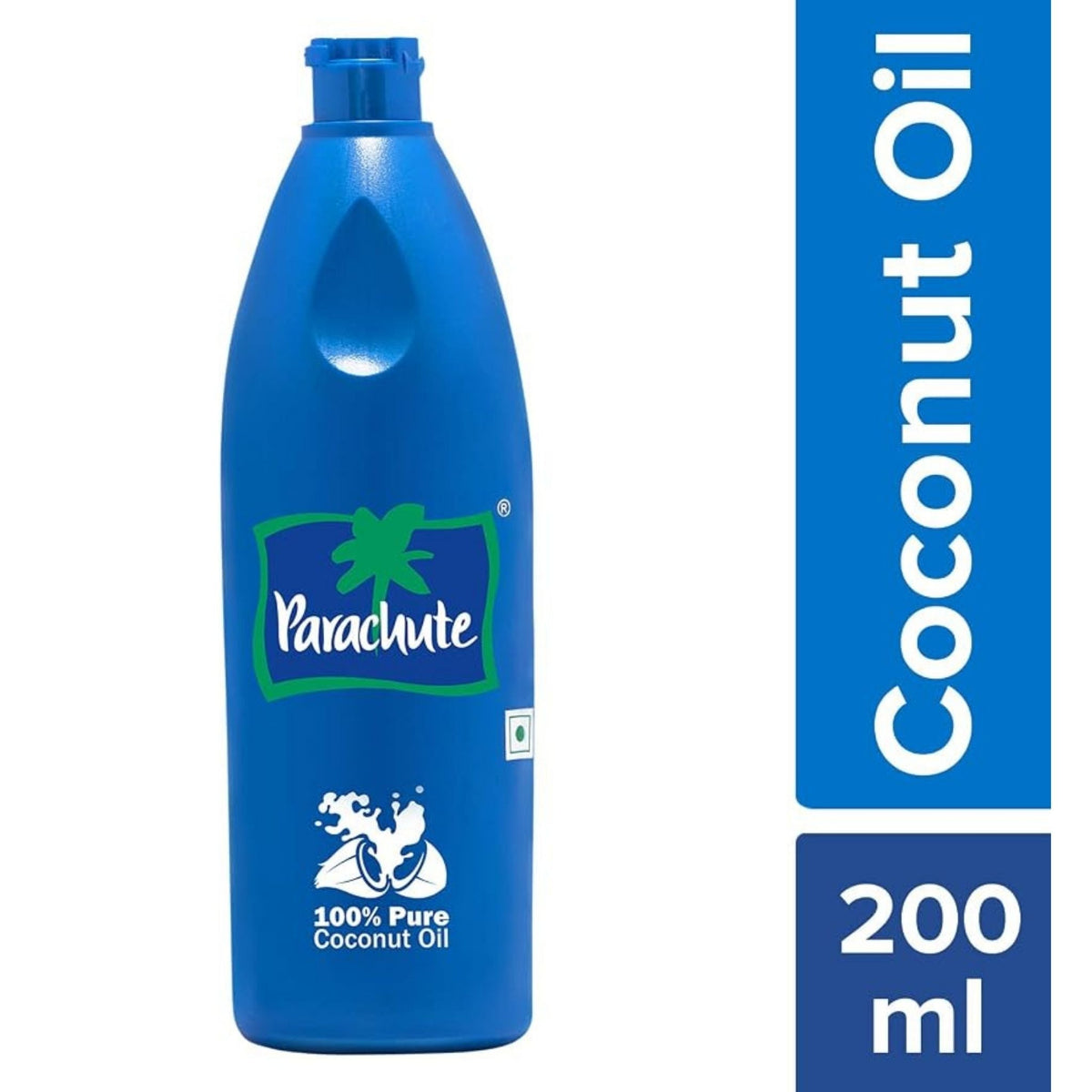 Refect Beauty Parachute 100% pure coconut oil in a blue 200ml bottle for hair and body nourishment