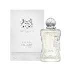 Refect Beauty Parfums de Marly Valaya Exclusif perfume bottle and white box with elegant embossed floral details.