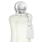 Refect Beauty Parfums de Marly Valaya Eau de Parfum in a matte white bottle with a silver cap and white tassel.