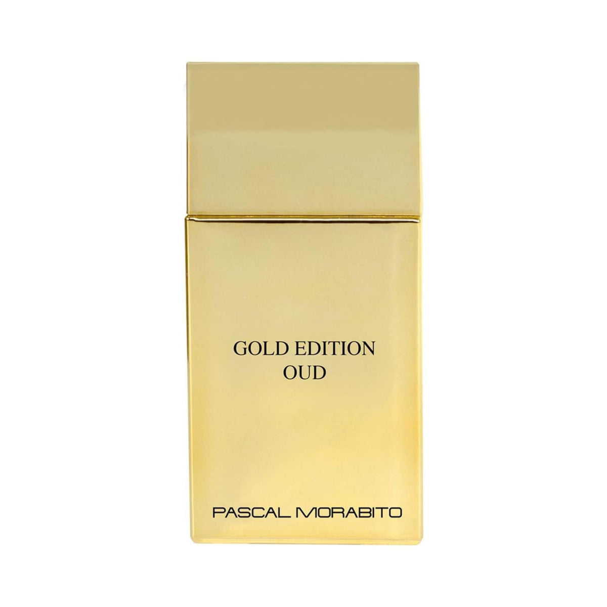 Refect Beauty Pascal Morabito Gold Edition Oud perfume bottle in a sleek, metallic gold rectangular design.