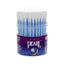Refect Beauty Pearl cotton buds in a clear plastic container with 100 pieces, featuring soft white tips and blue sticks.