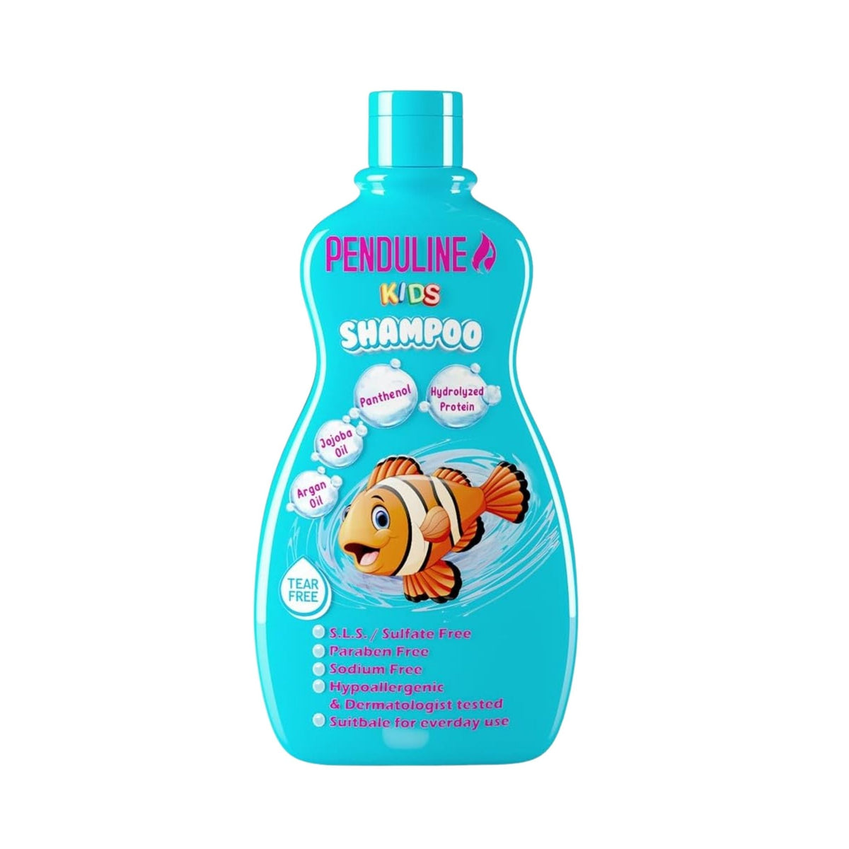 Refect Beauty Penduline Kids Shampoo Blue bottle featuring a cute clownfish illustration and tear-free formula.