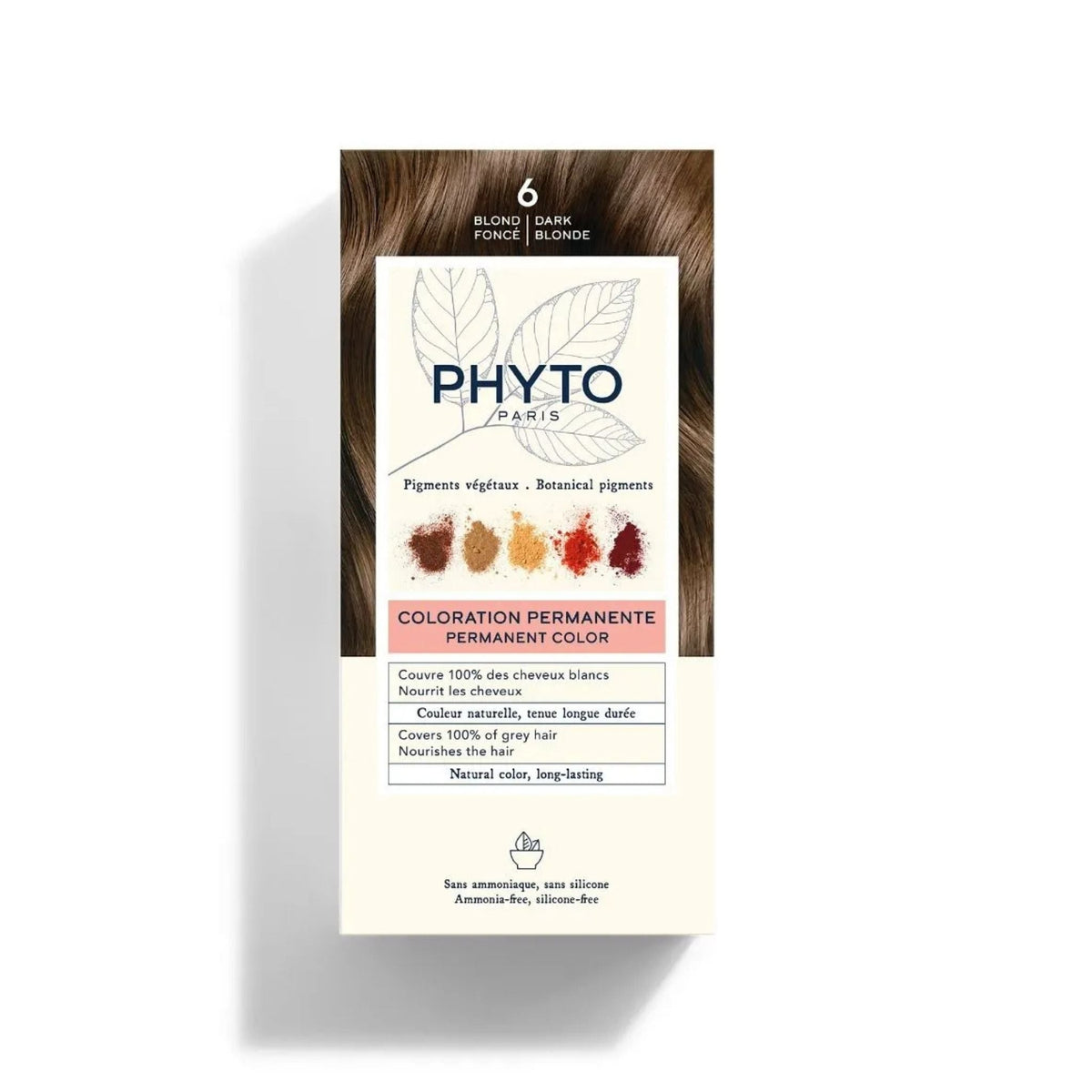 Refect Beauty Phyto permanent hair color box in shade 6 dark blonde with botanical pigments for grey hair coverage
