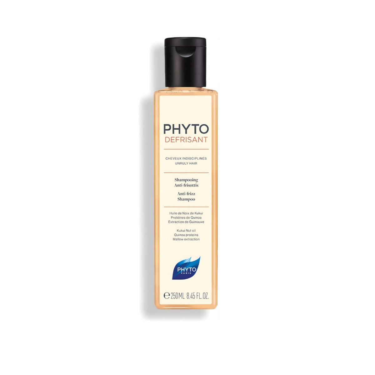 Refect Beauty Phyto Phytodefrisant anti-frizz shampoo in a clear 250ml bottle for smoothing unruly hair.