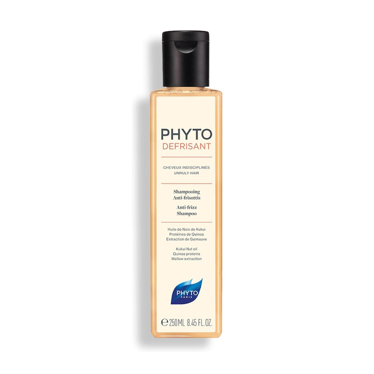 Refect Beauty Phyto Phytodefrisant anti-frizz shampoo bottle for unruly hair with kukui oil and quinoa proteins