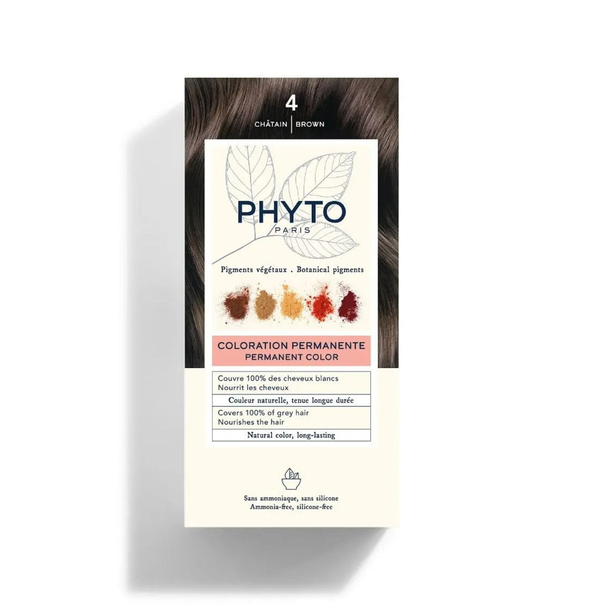 Refect Beauty Phytocolor permanent brown hair color box with botanical pigments for long-lasting grey hair coverage.