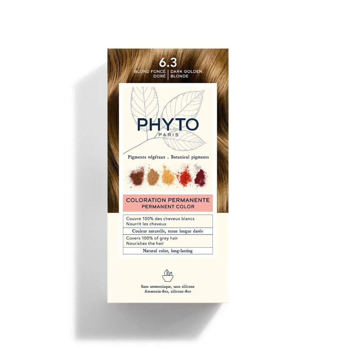 Refect Beauty Phytocolor permanent hair color box in 6.3 Dark Golden Blonde shade with botanical pigment details