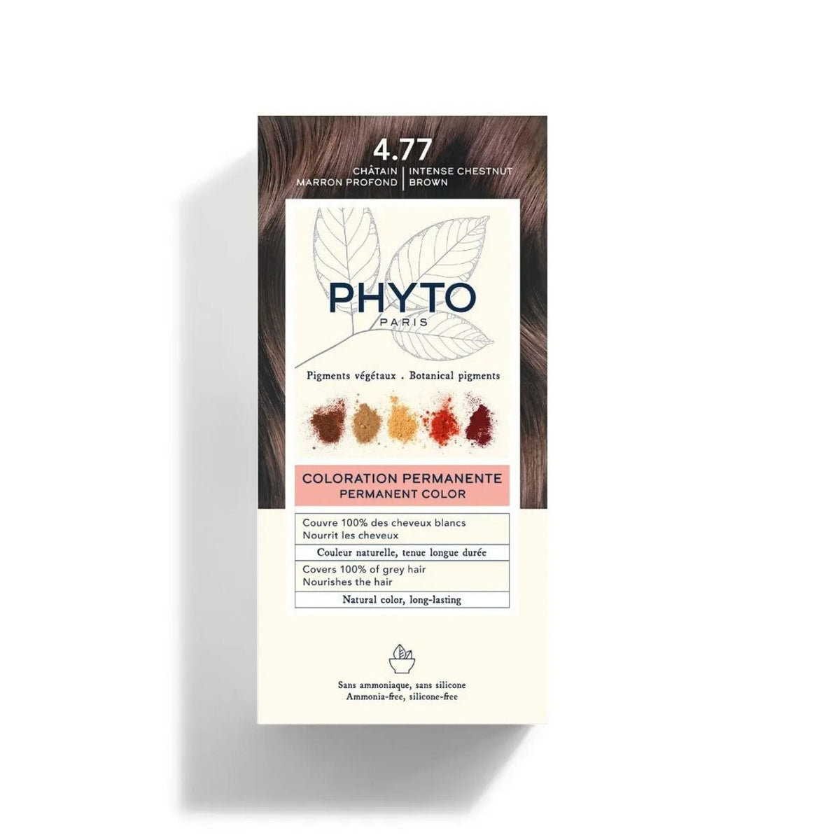 Refect Beauty Phytocolor permanent hair color box in shade 4.77 Intense Chestnut Brown with botanical ingredients.
