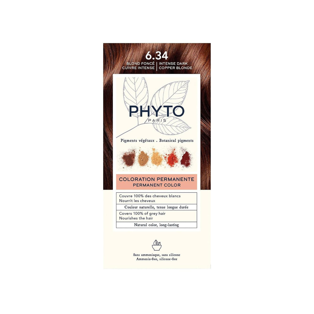 Refect Beauty Phytocolor permanent hair color box in 6.34 Intense Dark Copper Blonde with botanical pigments.