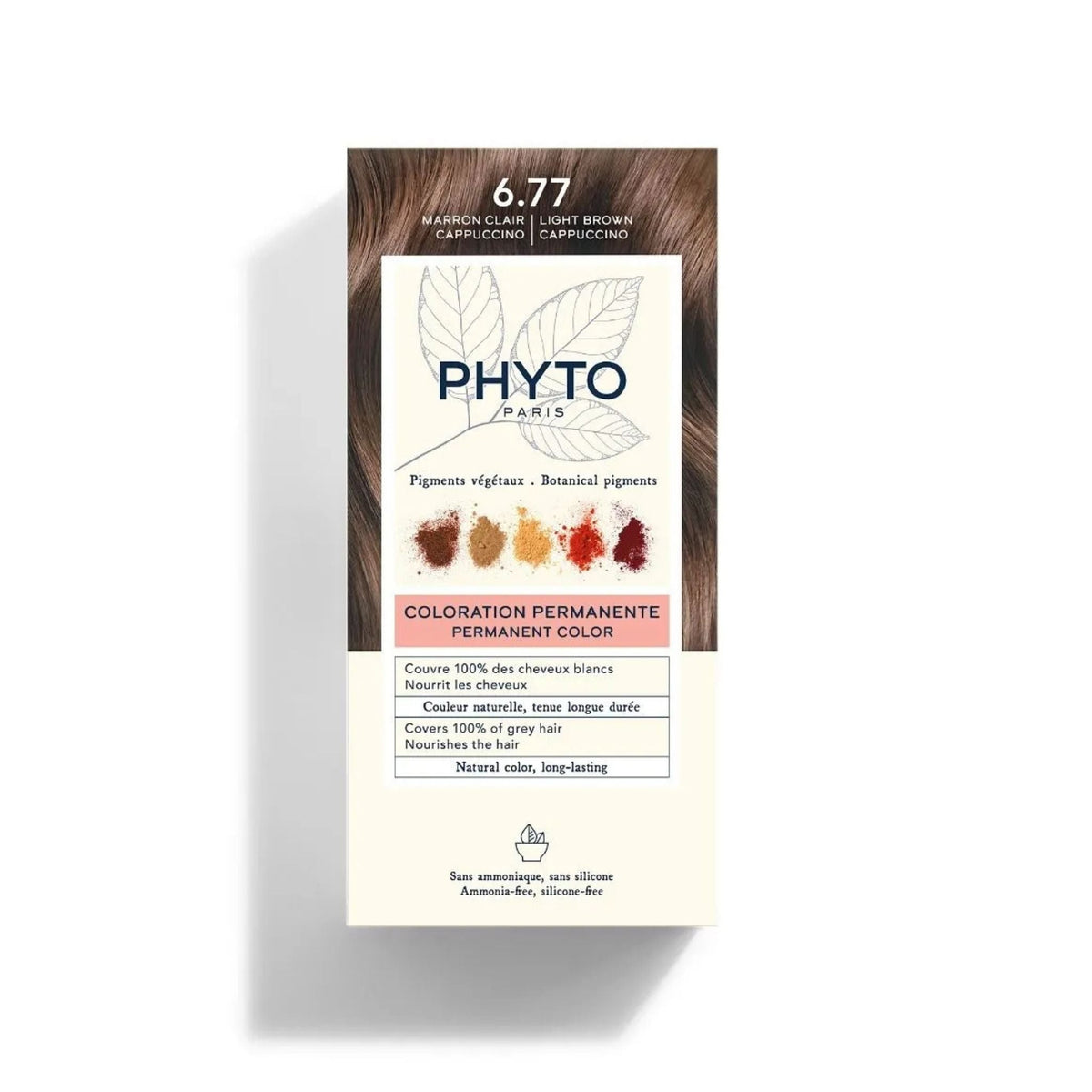 Refect Beauty Phytocolor permanent hair color box in shade 6.77 Light Brown with botanical pigment illustrations.