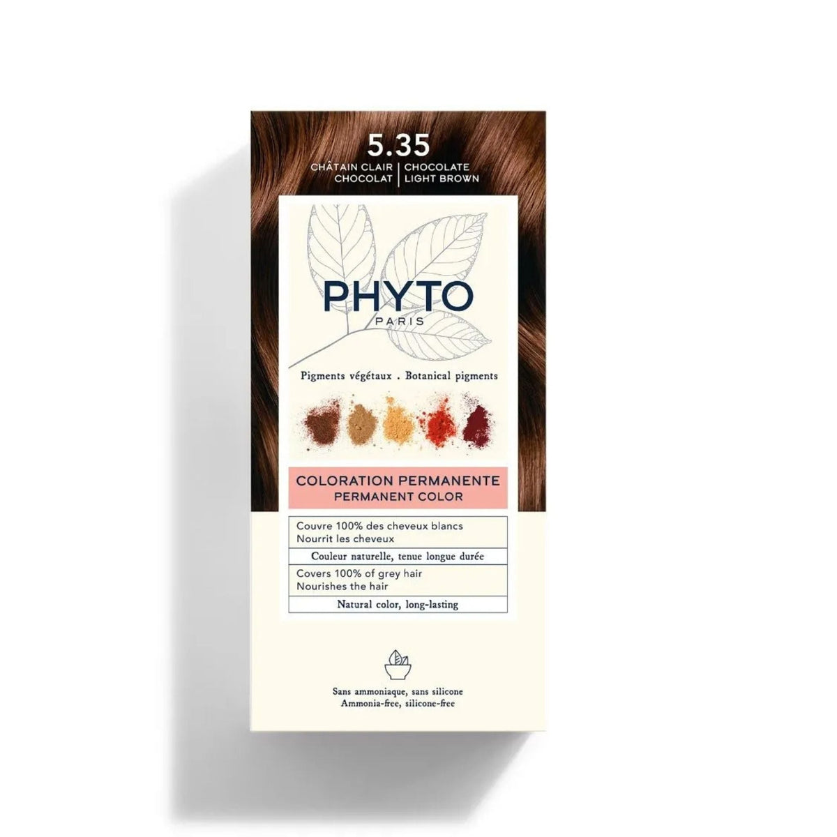 Refect Beauty Phytocolor permanent hair color box in light brown shade 5.35 with botanical ingredients