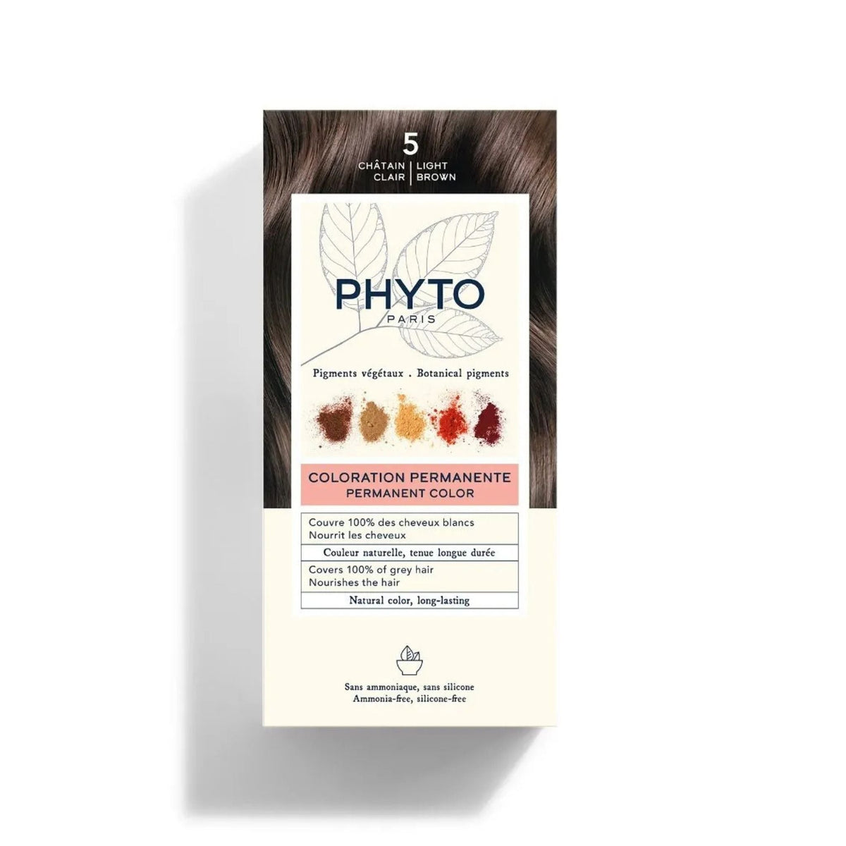 Refect Beauty Phytocolor permanent hair color box in shade 5 Light Brown with botanical pigment illustrations