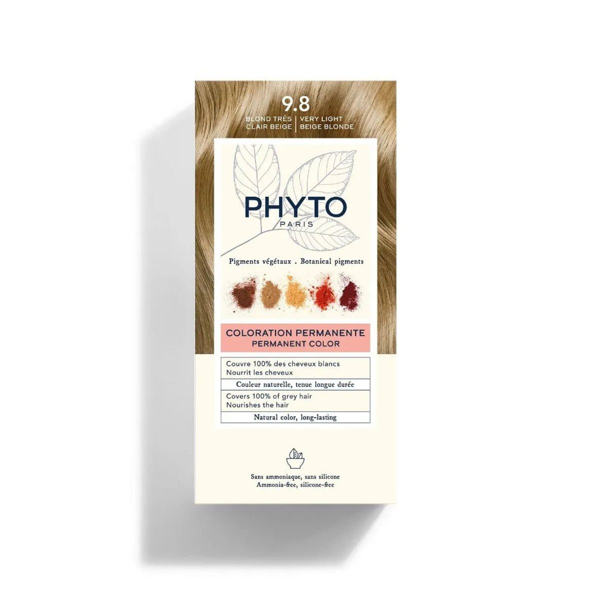 Refect Beauty Phytocolor permanent hair color box in 9.8 Very Light Beige Blonde with botanical ingredients