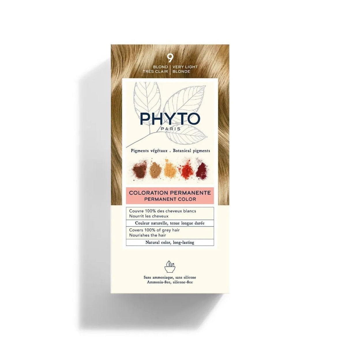 Refect Beauty Phytocolor permanent hair color box in shade 9 very light blonde with botanical pigment illustrations