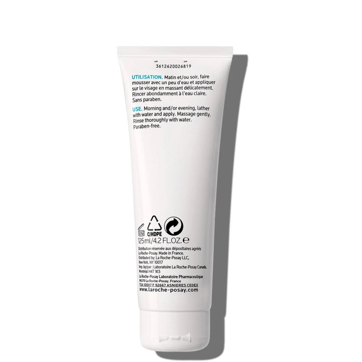 Back view of Refect Beauty La Roche-Posay Pigmentclar Foaming Cream tube showing usage instructions and product details