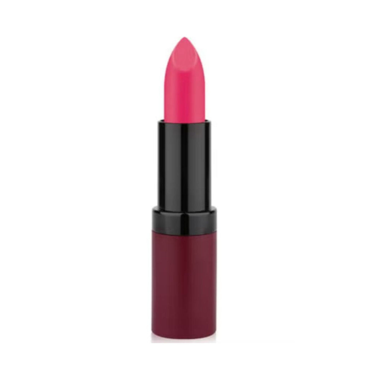 Refect Beauty Golden Rose Velvet Matte Lipstick in a vibrant pink shade with a sleek black tube packaging. 04