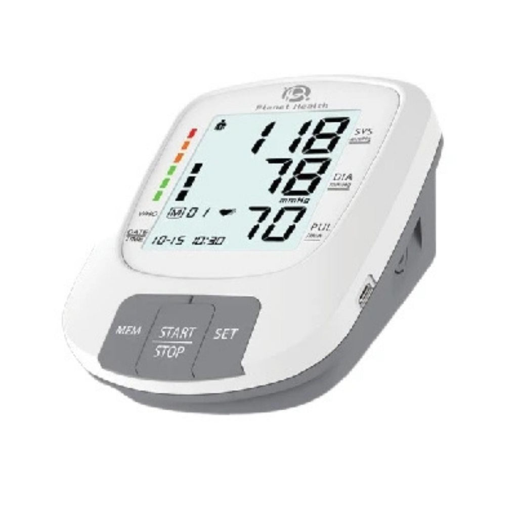 Refect Beauty Planet Health PH 220 digital arm blood pressure monitor with a clear LCD screen displaying health data