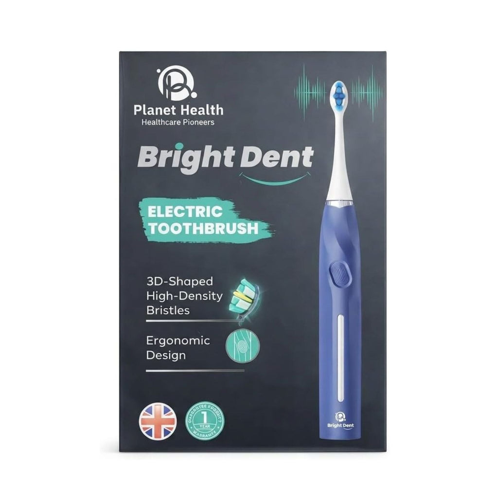 Refect Beauty Planet Health Bright Dent blue rechargeable sonic electric toothbrush with replacement heads in box