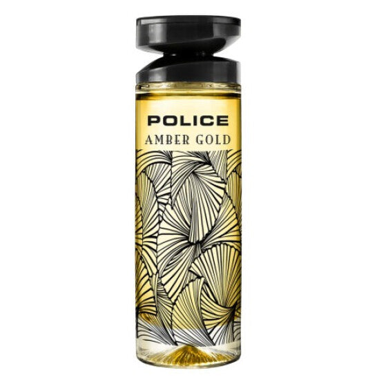 Refect Beauty Police Amber Gold eau de toilette bottle with gold liquid and black fan-patterned glass design
