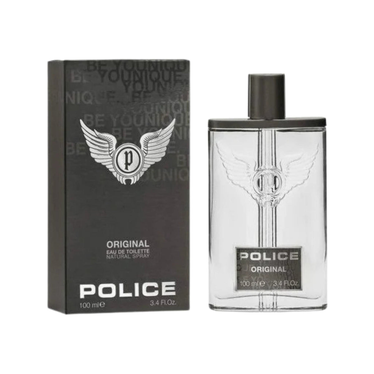 Refect Beauty Police Original Eau de Toilette for men in a clear glass bottle with a winged logo and black box.