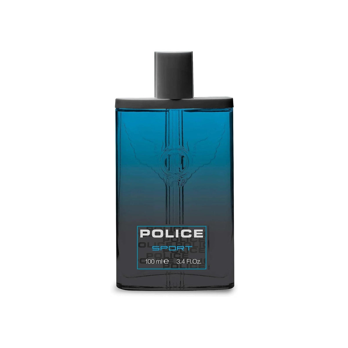 Refect Beauty Police Sport Eau de Toilette for men in a blue gradient glass bottle with a black cap.