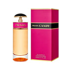 Refect Beauty Prada Candy Eau de Parfum bottle and vibrant pink box featuring caramel and vanilla scent notes