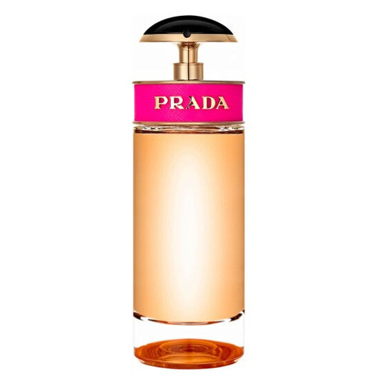 Refect Beauty Prada Candy Eau de Parfum bottle with a vibrant pink band and gold accents against a white background
