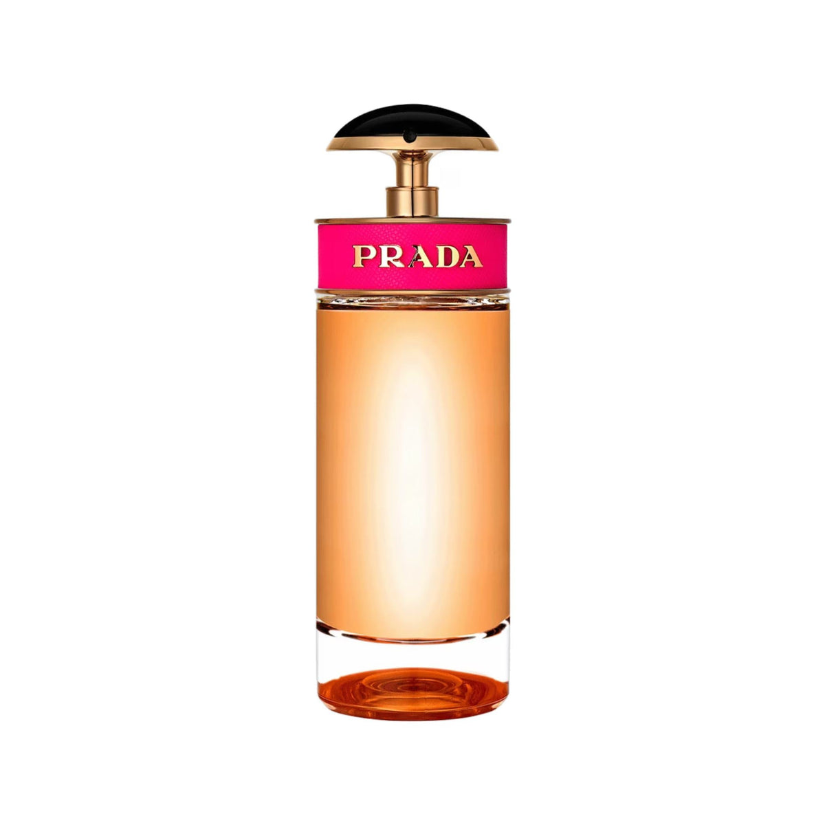 Refect Beauty Prada Candy Eau de Parfum in a cylindrical glass bottle with a vibrant pink band and black cap