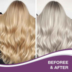 Refect Beauty Karseell Maca Power Purple Hair Mask before and after results on blonde hair showing brassiness removal